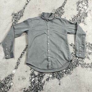 Jac + Jack Shirt Mens Size Small Gray Button Down Shirt Long Sleeve Curved Hem